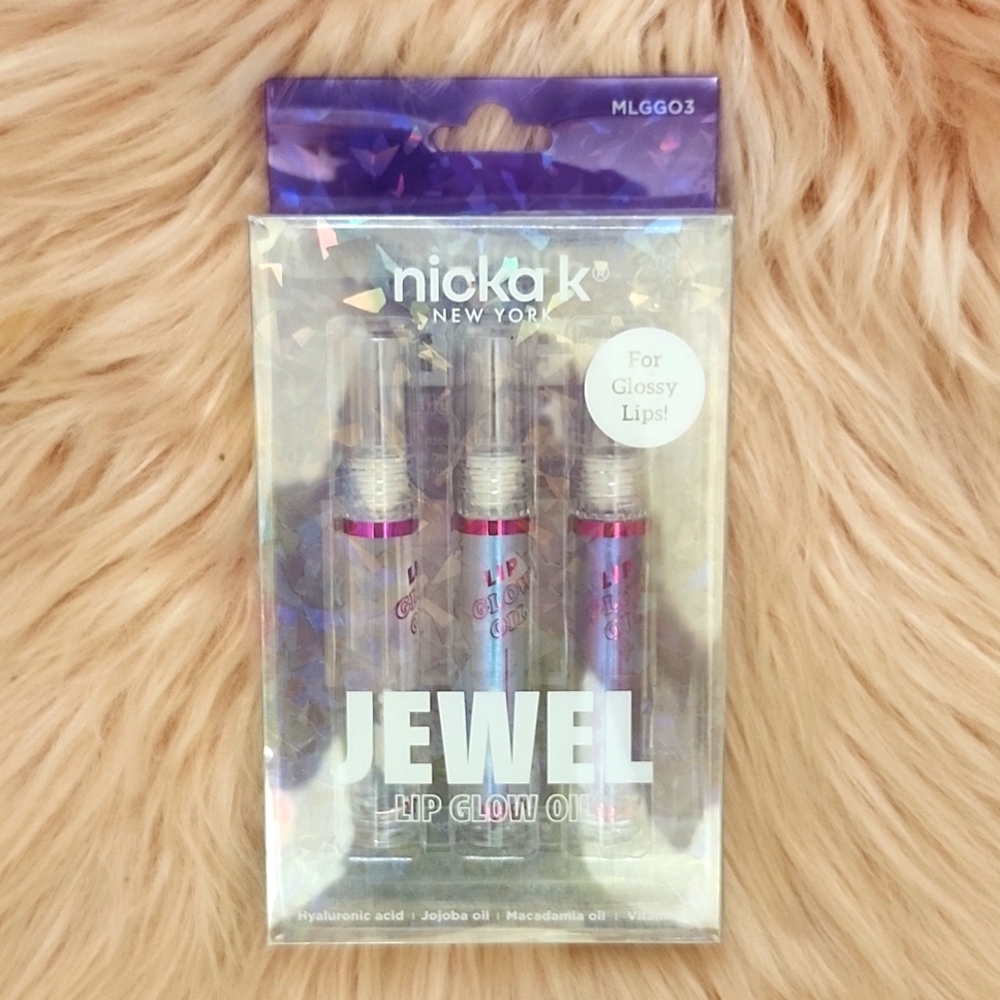 Brand New NICKA K JEWEL LIP GLOW OIL-3CT